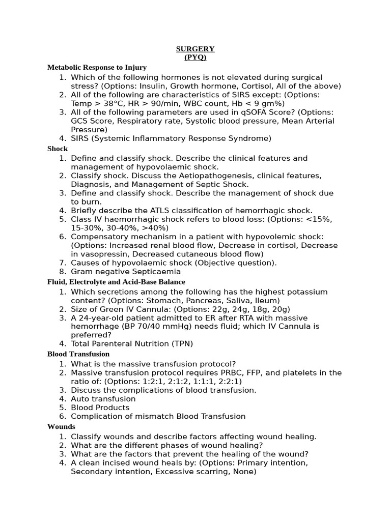Surgery PYQ | PDF | Thyroid | Bleeding