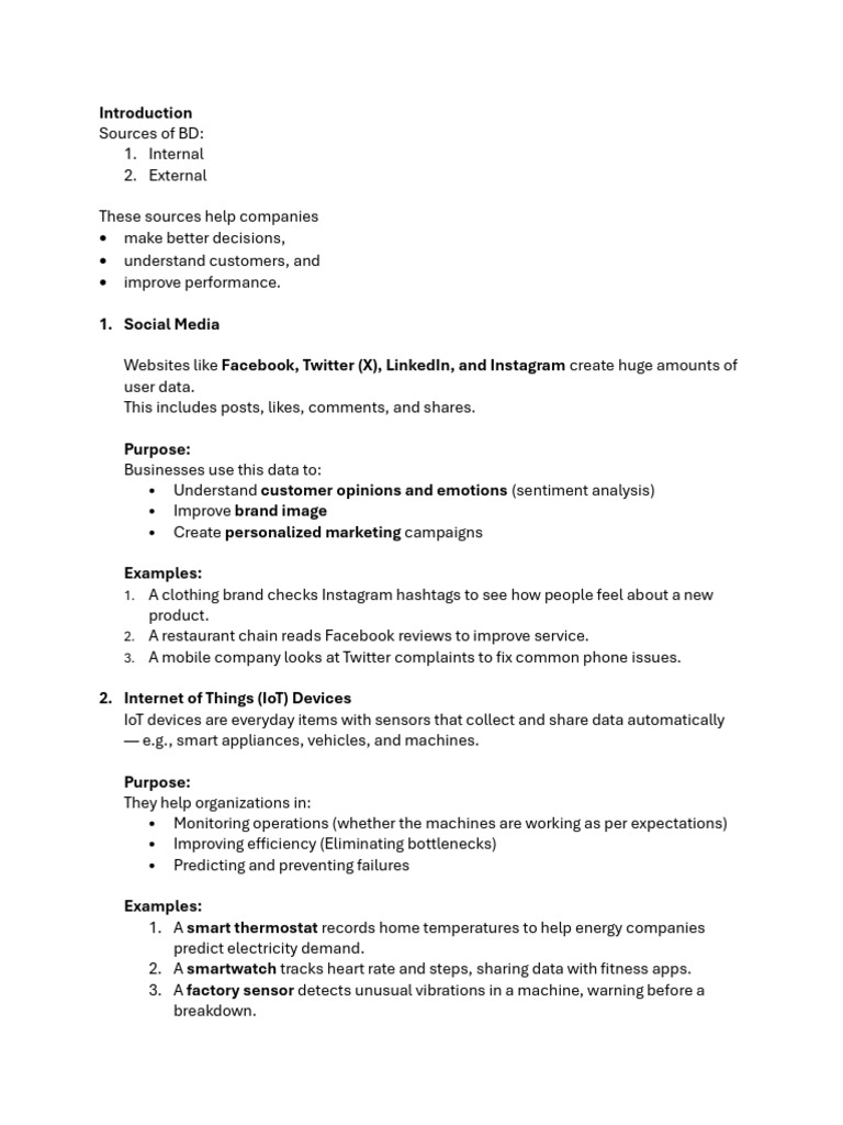 Sources of Big Data - Notes | PDF | Internet Of Things | Point Of Sale