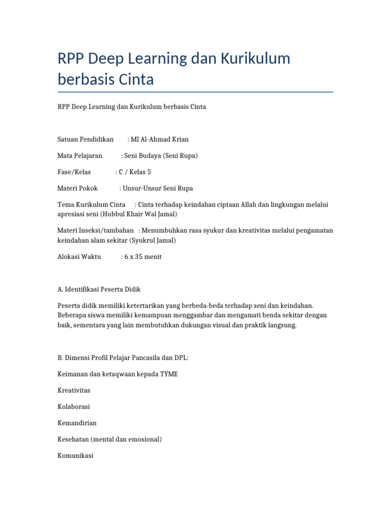 Modul Ajar Seni Rupa Kelas 5 Unsur Seni Final | PDF
