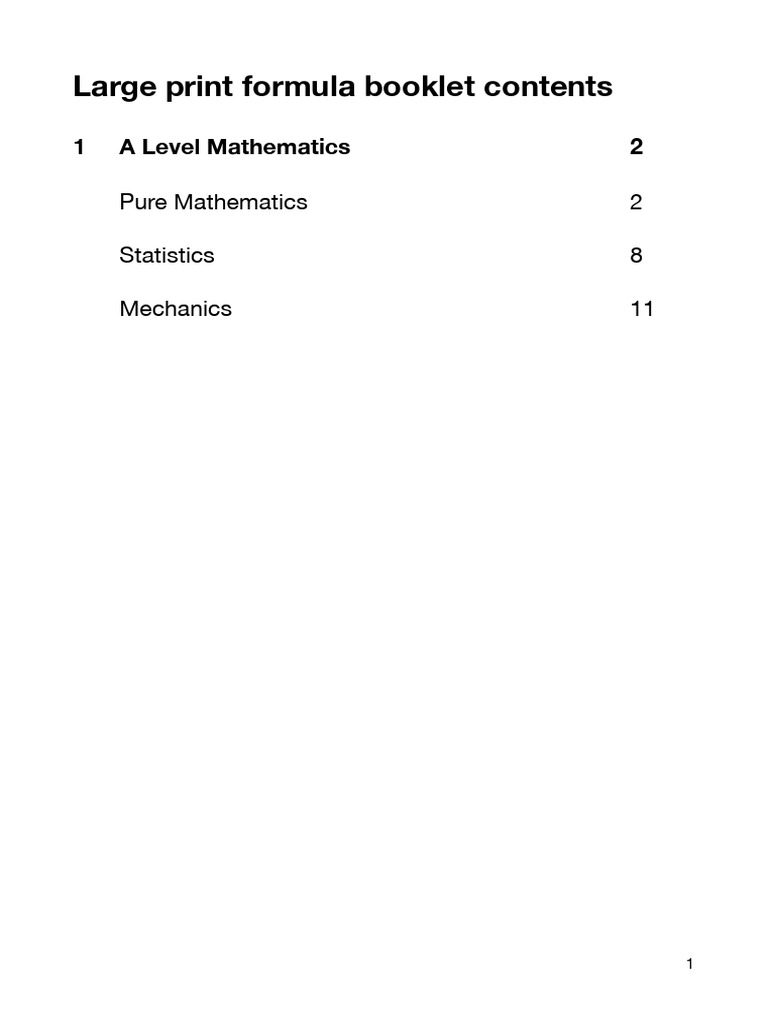 Large Print Formula Book | PDF | Area | Elementary Mathematics