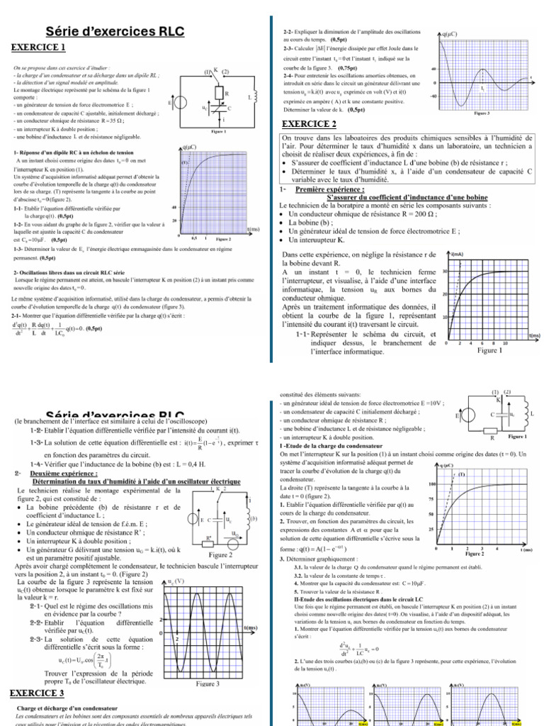 Série D'exercices RLC: Exercice 1 | PDF