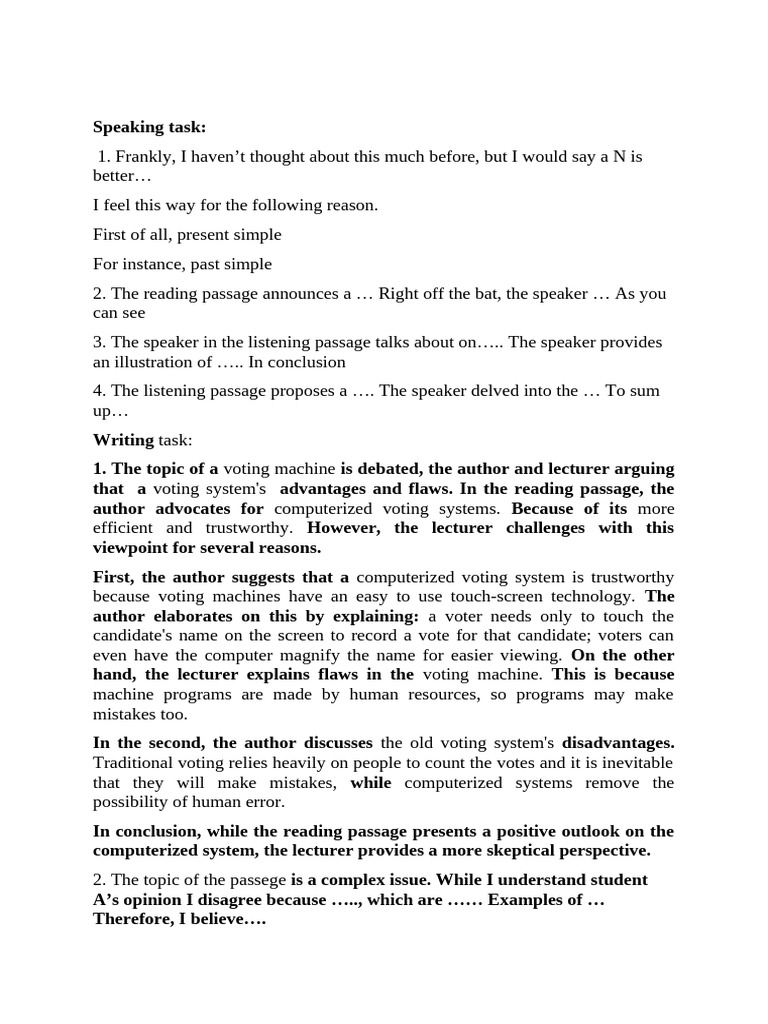 Speaking, Writing Task | PDF