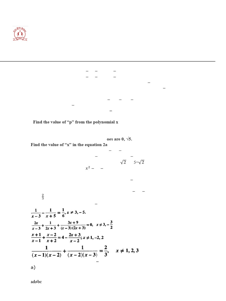 Cumulative Worksheet For Unit Test | PDF | Polynomial | Quadratic Equation