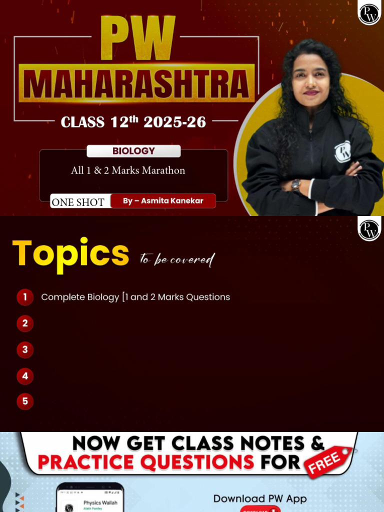 All 1 and 2 Marks Marathon Class Notes Final Revision Class 12 HSC ...