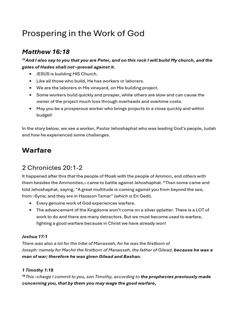 Prospering in The Work of God | PDF | Old Testament Books | Books Of ...