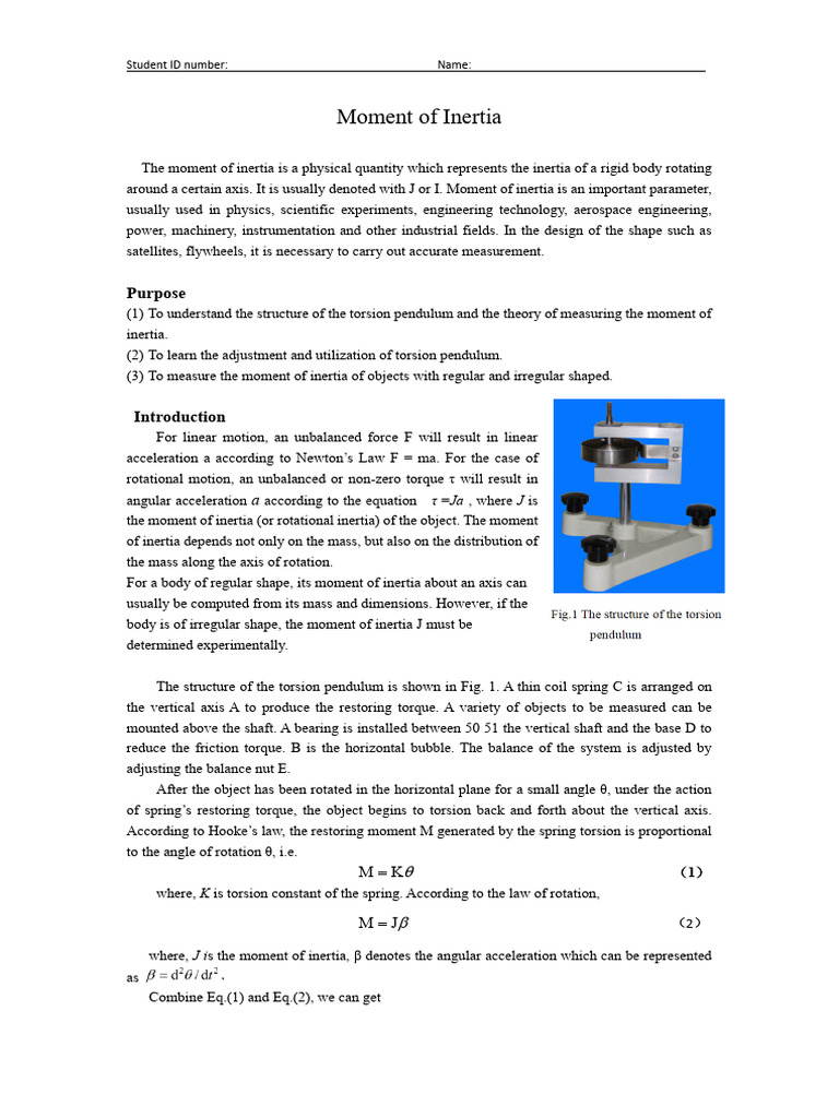 Report2025-Moment of Inertia | PDF | Rotation Around A Fixed Axis ...