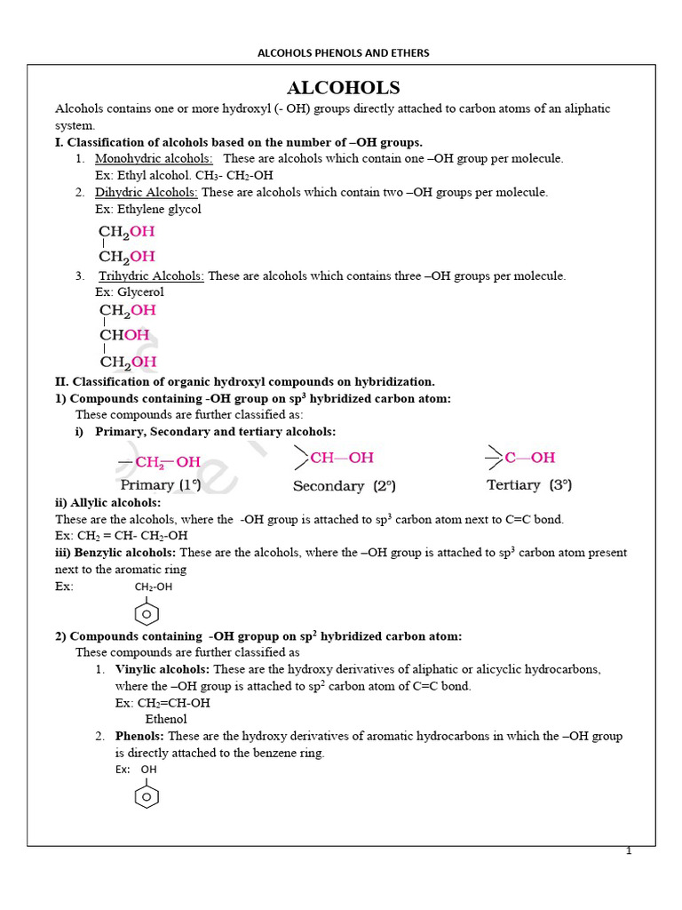 Alcohols Phenols and Ethers | PDF | Ether | Aldehyde