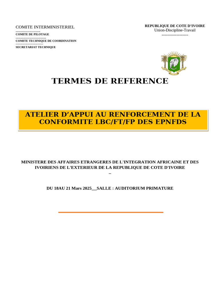 VF Du 15 - 03 - 2025 Termes de Reference Atelier Dappui Au Renforcement ...