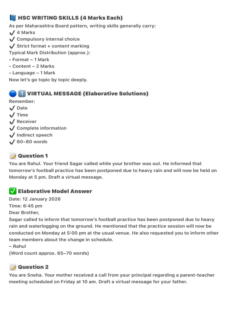 ? HSC Writing Skills (4 Marks Each) | PDF