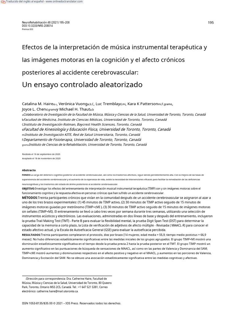 Effects of Therapeutic Instrumental Music Performance and Motor - En.es ...