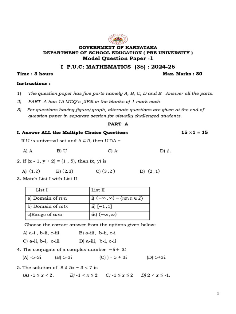 First Pu Model QP 24-25 | PDF | Mathematics | Geometry