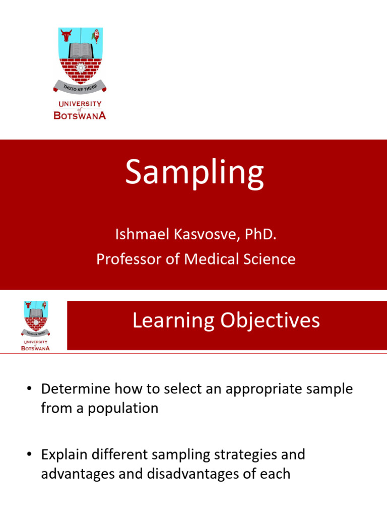Lecture 6 Sampling | PDF | Sampling (Statistics) | Stratified Sampling