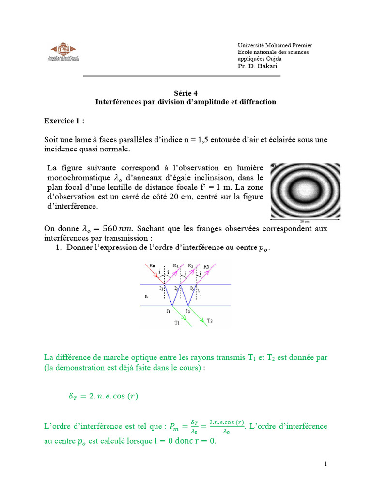 TD4 - 2024 - Corrig Ex 1-5 Prof | PDF | Optique | Spectre électromagnétique