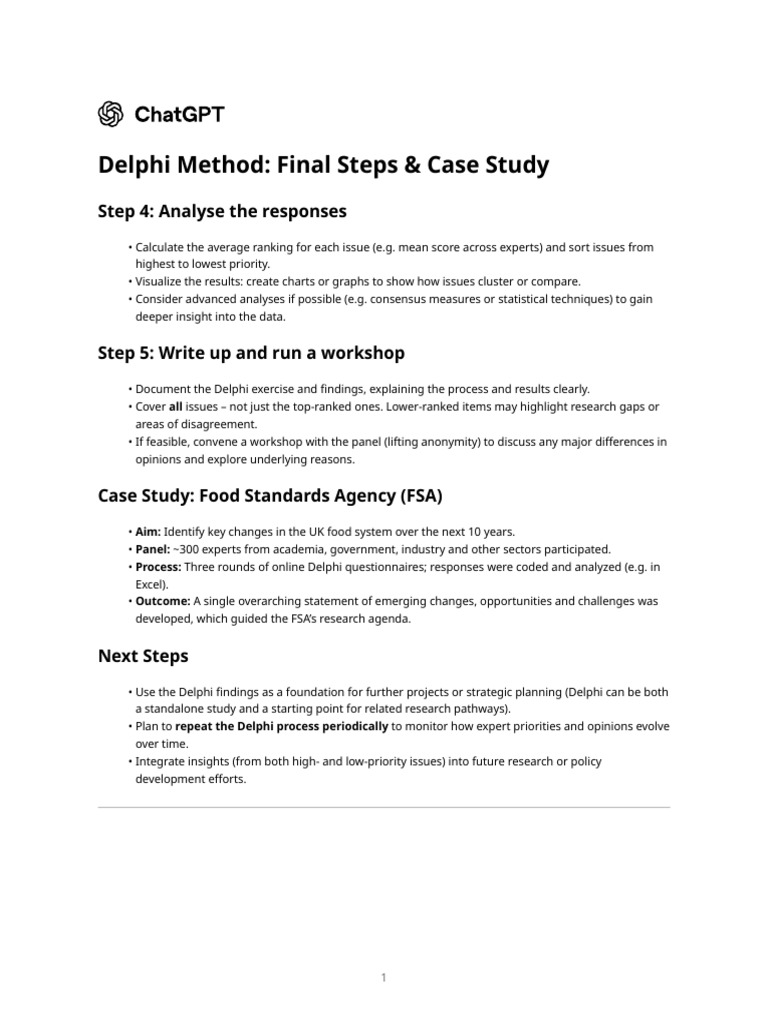 Delphi Method - Final Steps & Case Study | PDF