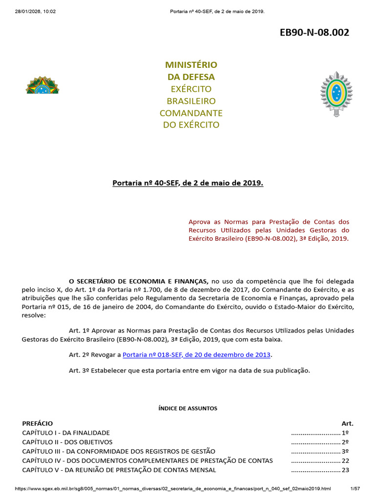 Portaria #40-SEF, de 2 de Maio de 2019 | PDF | Contabilidade | Indenização