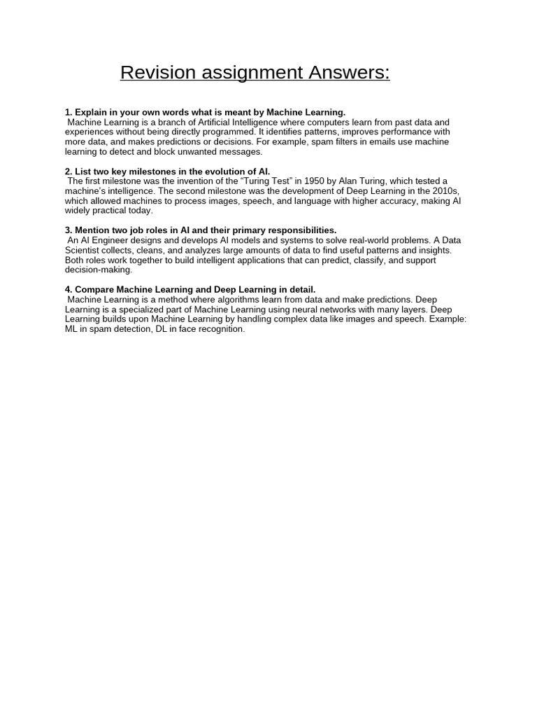 Revision Assignment Answers | PDF