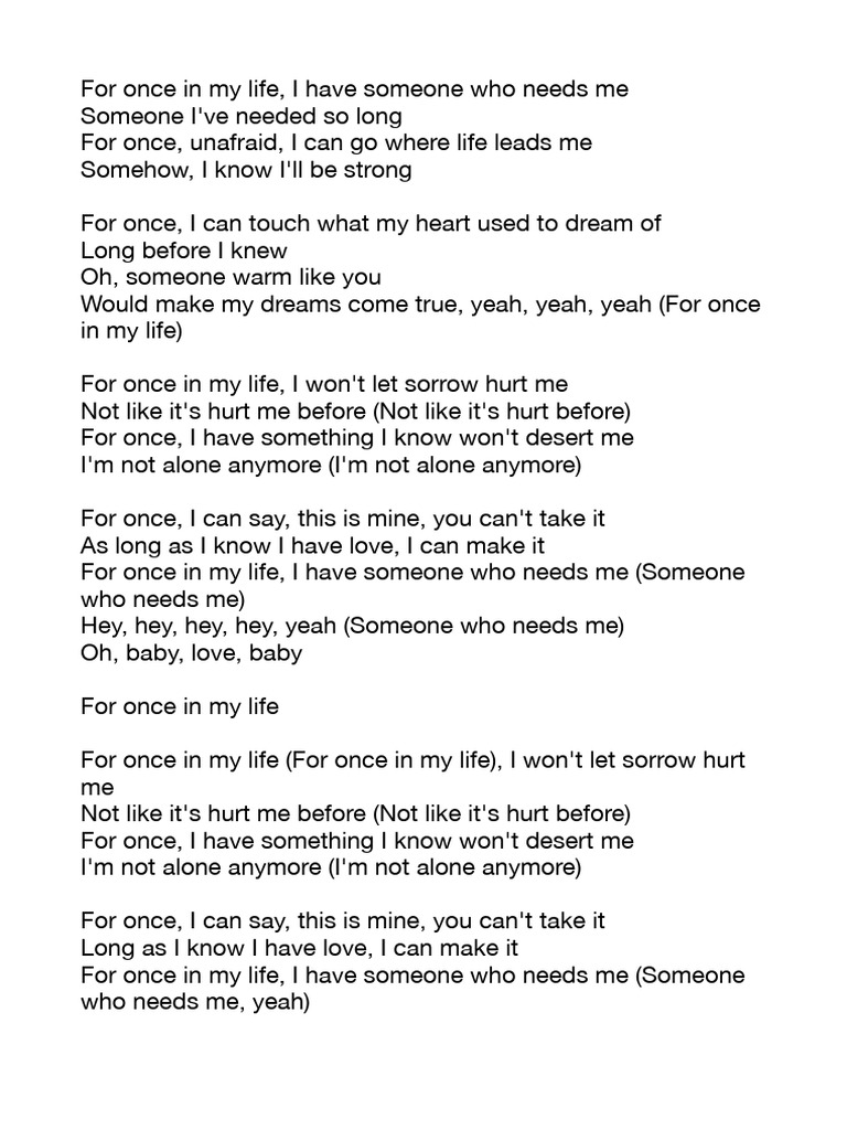 For once in my life | PDF