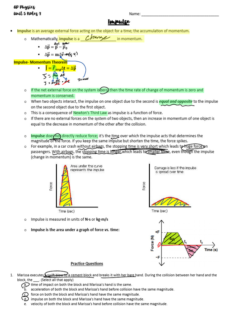 13 Gunn Lee - Impulse Notes 2025 | PDF | Force | Momentum