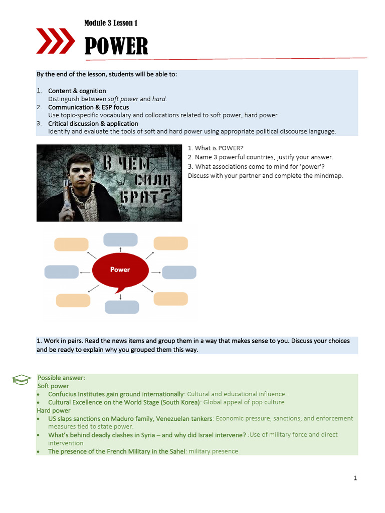 Module 3 Lesson 1 Power - Teacher | PDF | Soft Power | Nicolás Maduro