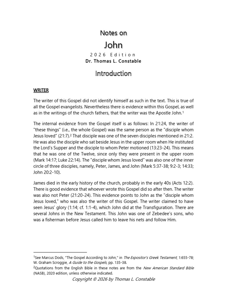 Bible Notes 3 | PDF | Gospel Of John | John The Apostle