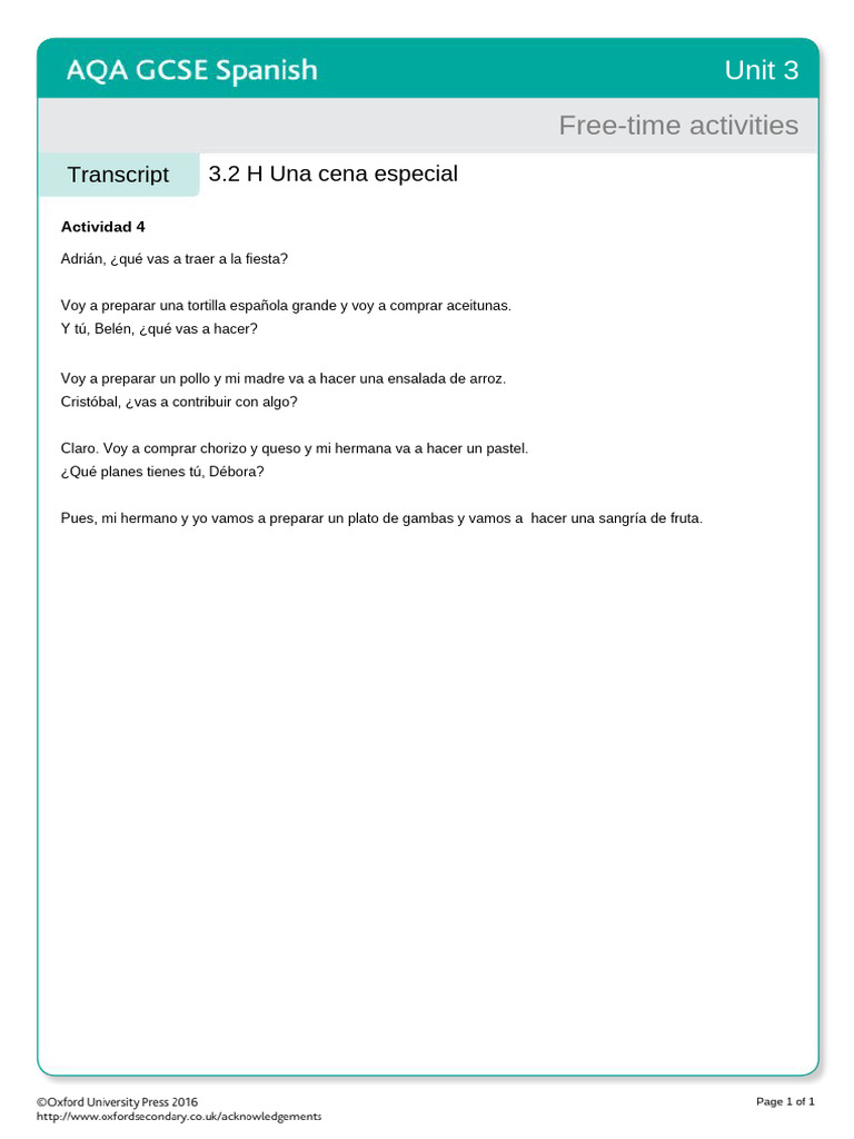 Audio Transcript. 3.2H (Activity 4) | PDF