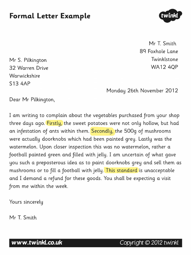 T2 E 240 Formal Letter Examples 1 | PDF