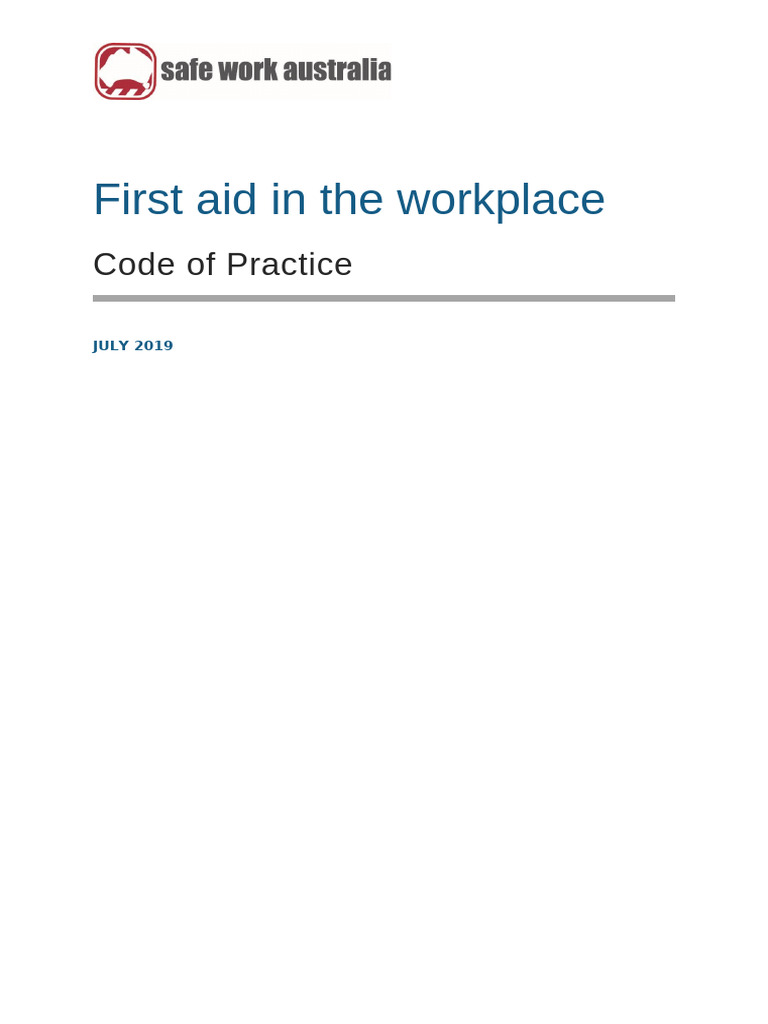 Code of Practice - First Aid in The Workplace July 2019 | PDF | First ...
