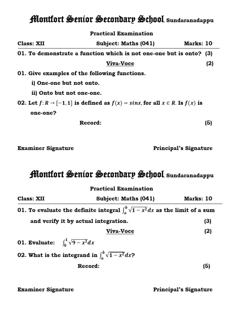 Maths Practical Exam 25-26 | PDF | Integral | Mathematical Objects