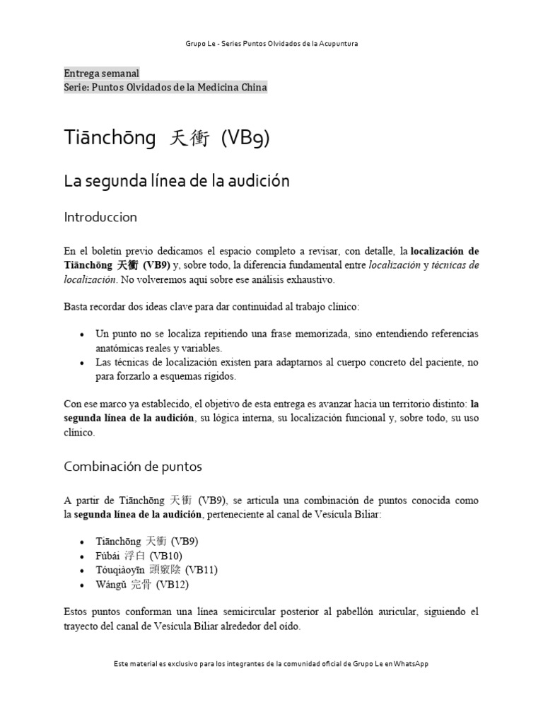 Tianchong VB9 Localizacion 2 (Linea Audicion) | PDF | Tinnitus | Acupuntura