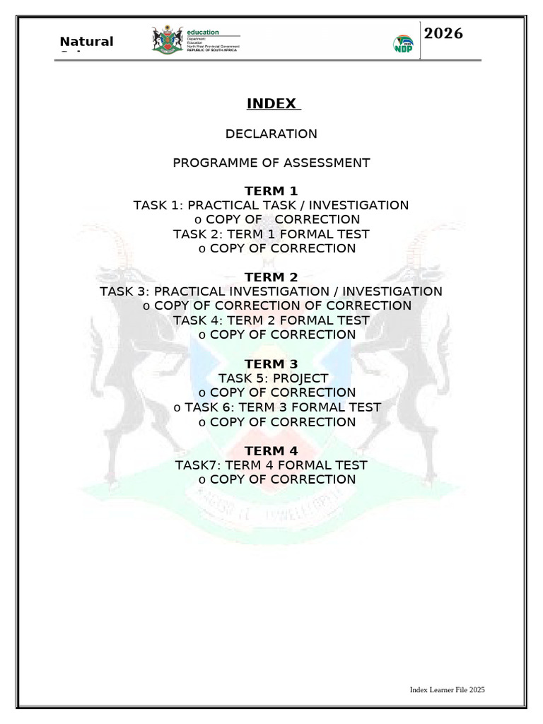 Index Learner File Cover Ns | PDF