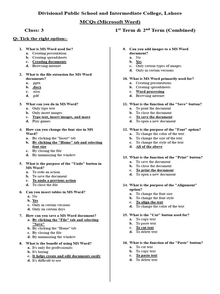 Class 3 Compiled ATP MS-Word (Final Term 2025-26) | PDF | Microsoft ...