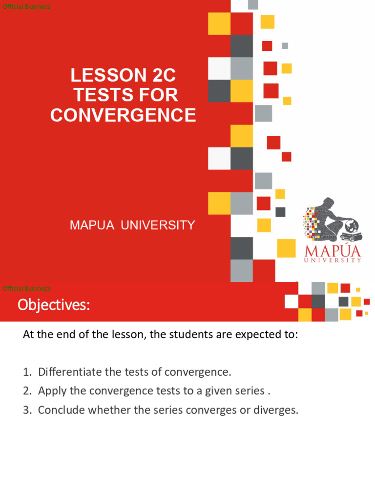 Lesson 2c Tests For Convergence | PDF | Mathematical Relations ...