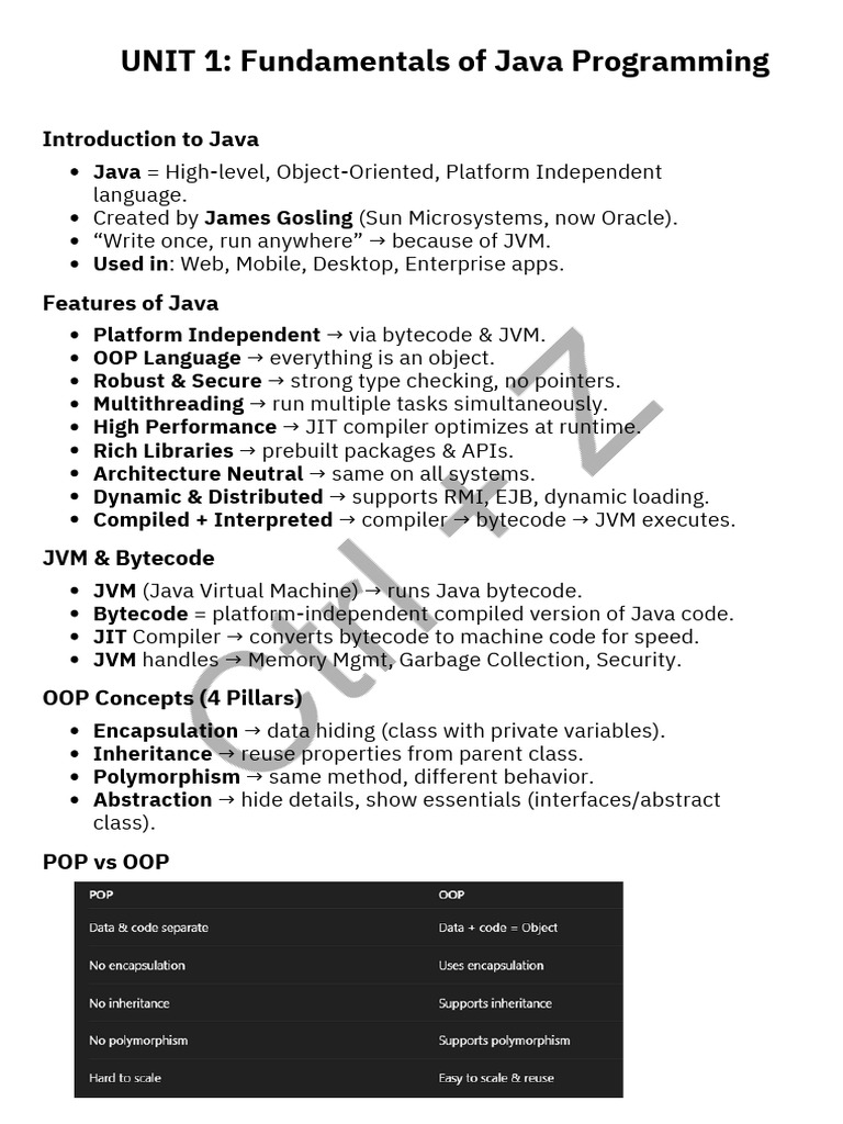 JAVA Cheat Sheet For VIVA | PDF | Java (Programming Language) | Method ...