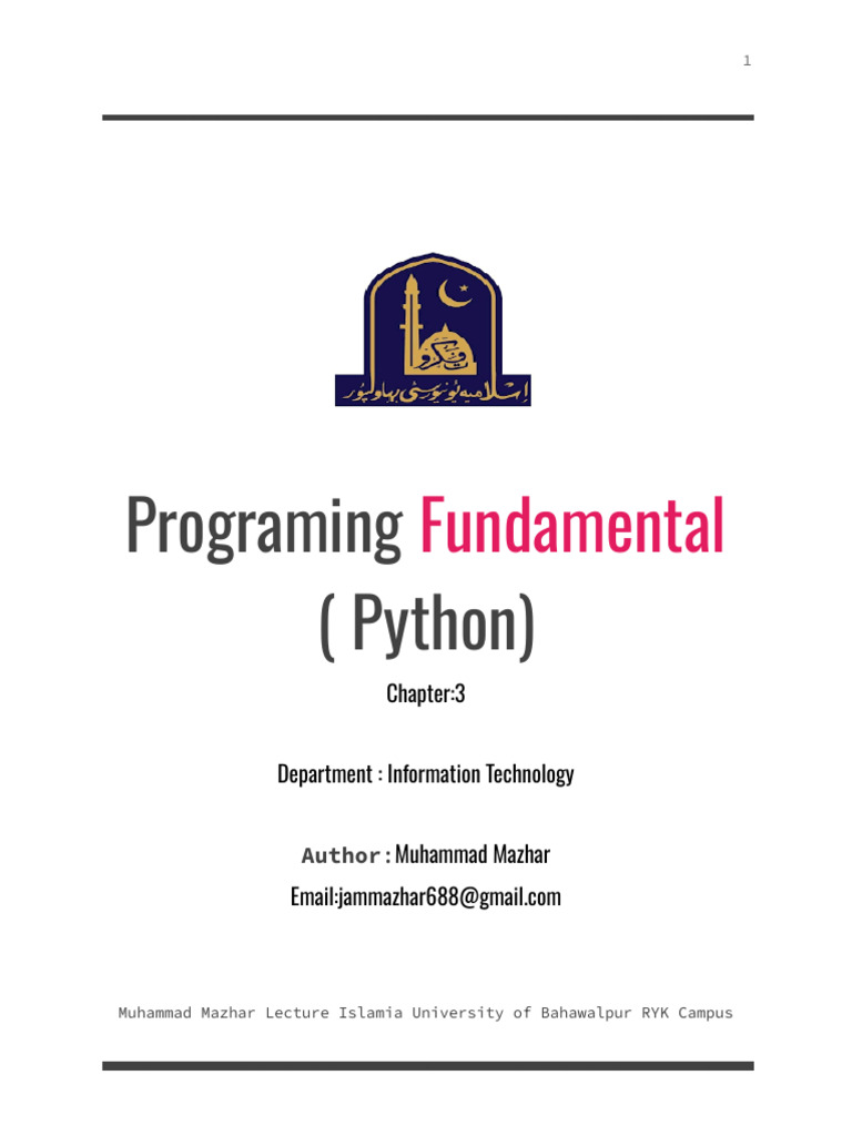Programing Fundamentals CH - 3 | PDF | Data Type | Python (Programming ...
