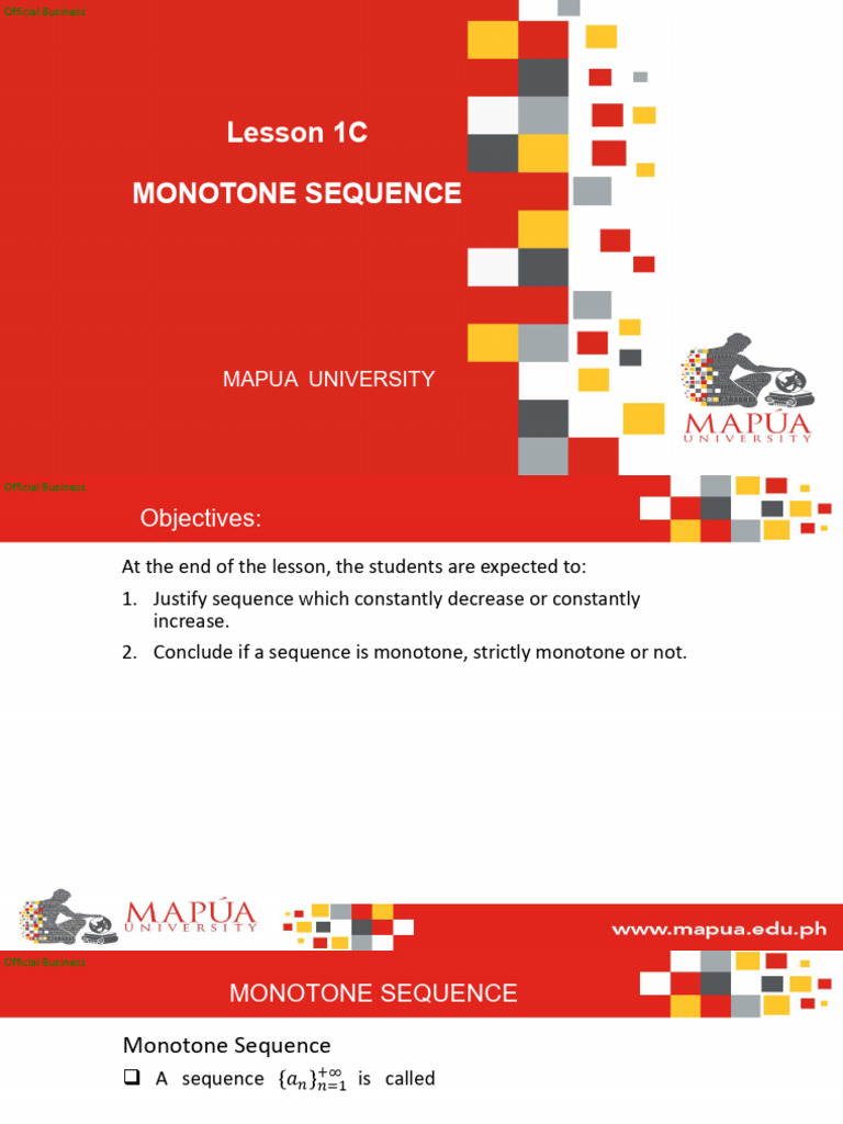 Lesson 1c Monotone Sequence | PDF | Monotonic Function | Sequence