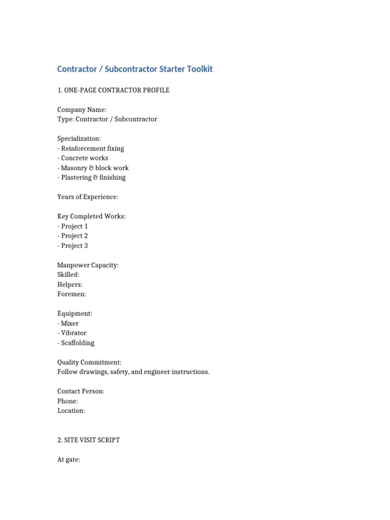 Contractor Toolkit | PDF