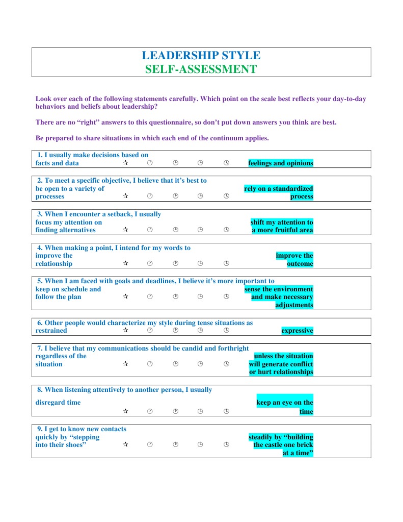 Leadership Style Self Assesment[1] Leadership Leadership & Mentoring