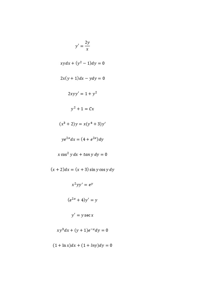 Practice Problems 2.1 - Variable Separable | PDF