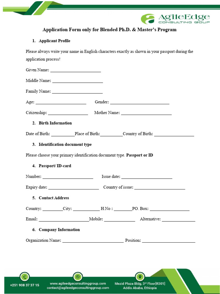 Application Form For Blended Program | PDF