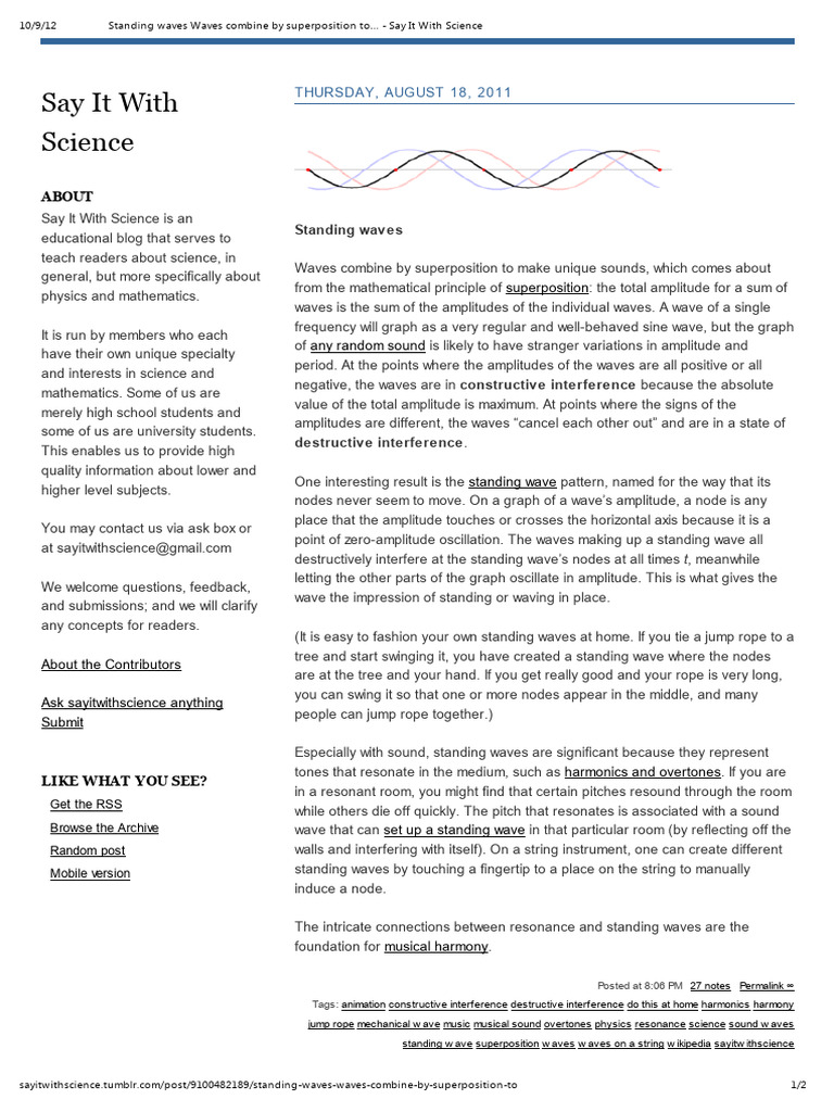 Standing waves Waves combine by superposition to.. - Copy | PDF | Waves ...