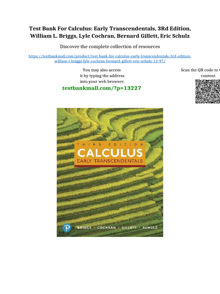 Test Bank for Calculus: Early Transcendentals, 3rd Edition, William L ...