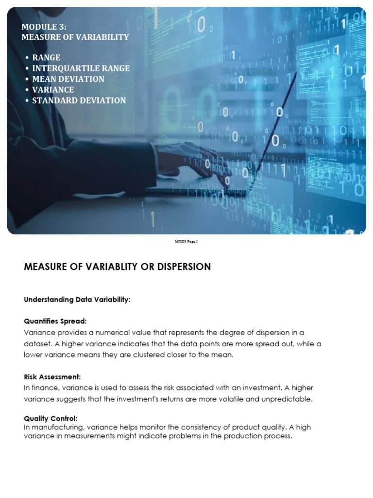 Eda Mod 3 Measure of Variability | PDF | Quartile | Statistical Theory