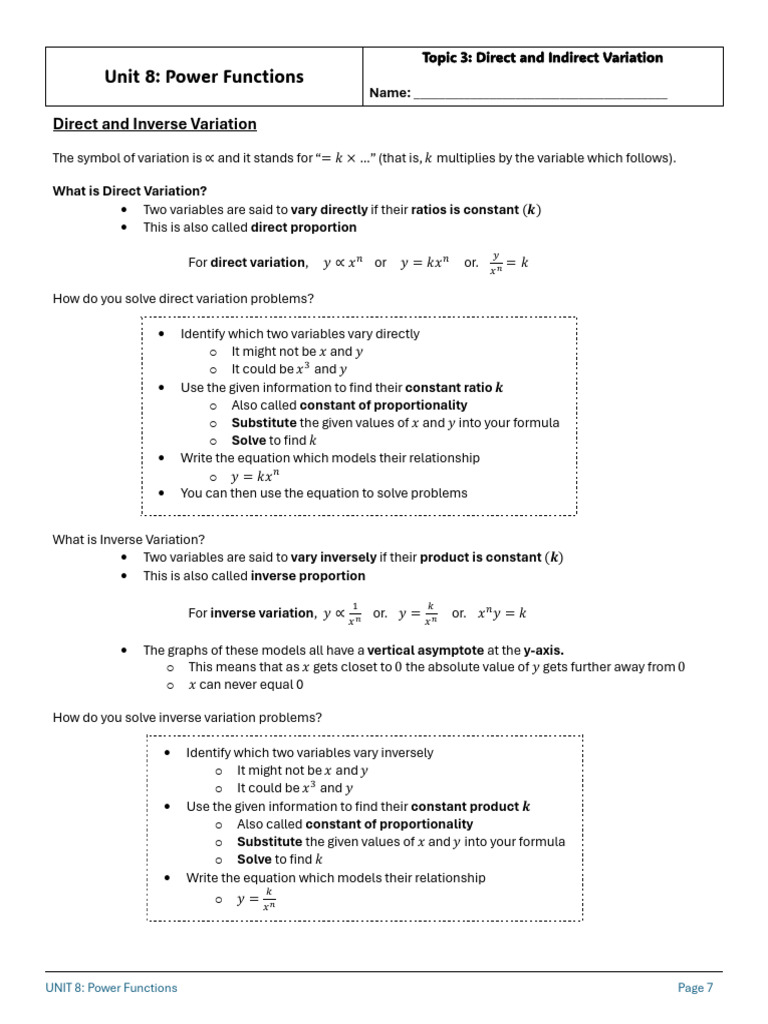 IB MATH SL Unit 8 Notes Topic 3 | PDF | Variable (Mathematics) | Area