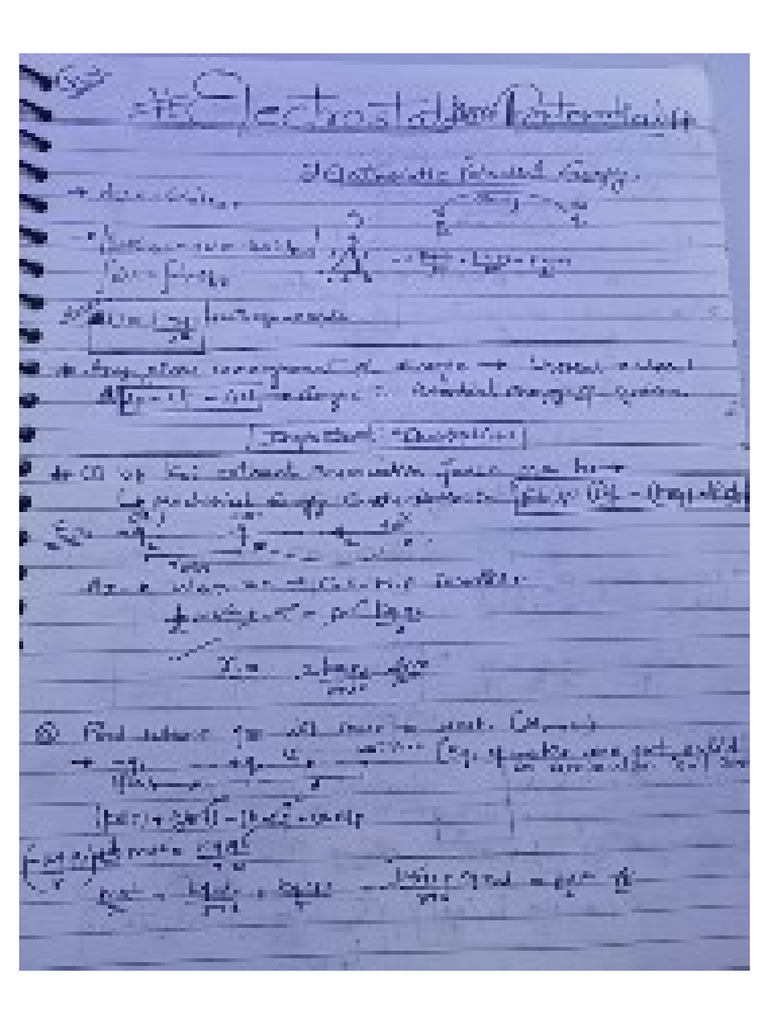 Electrostatic Potential Hand Written Notes | PDF