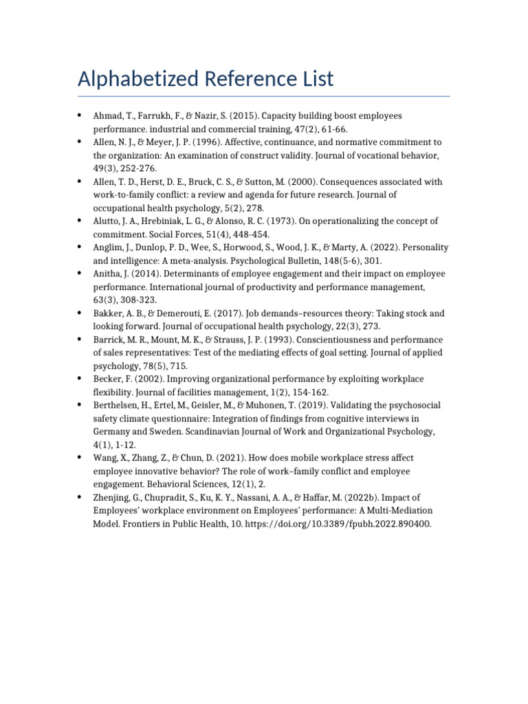 Alphabetized Reference List | PDF