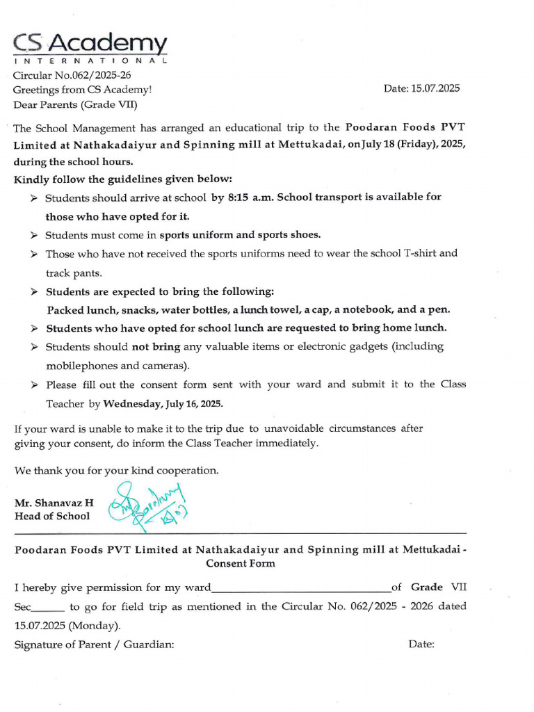 Grade VII - Educational Trip | PDF