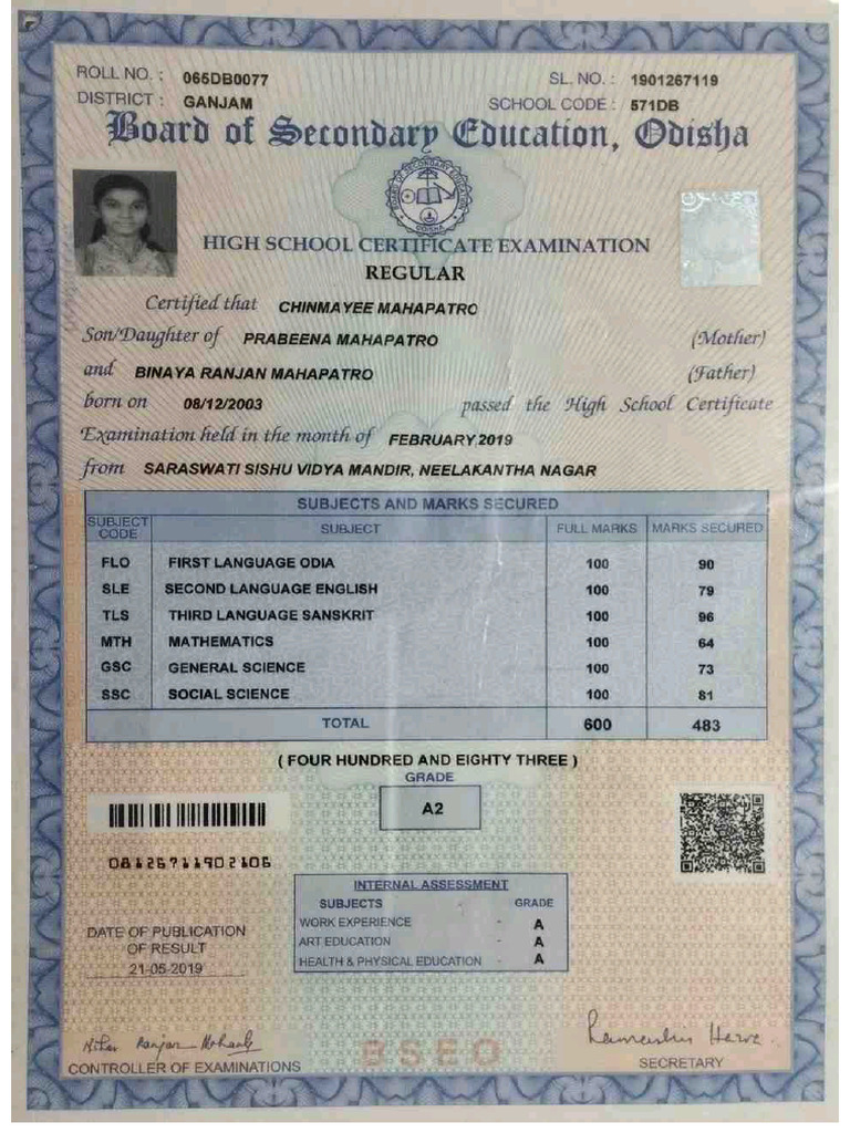 Chinu 10th Certificate PDF | PDF