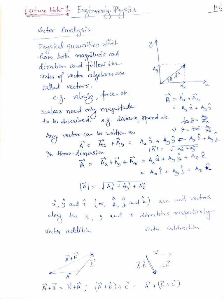 EP I Lecture Note Vectors | PDF
