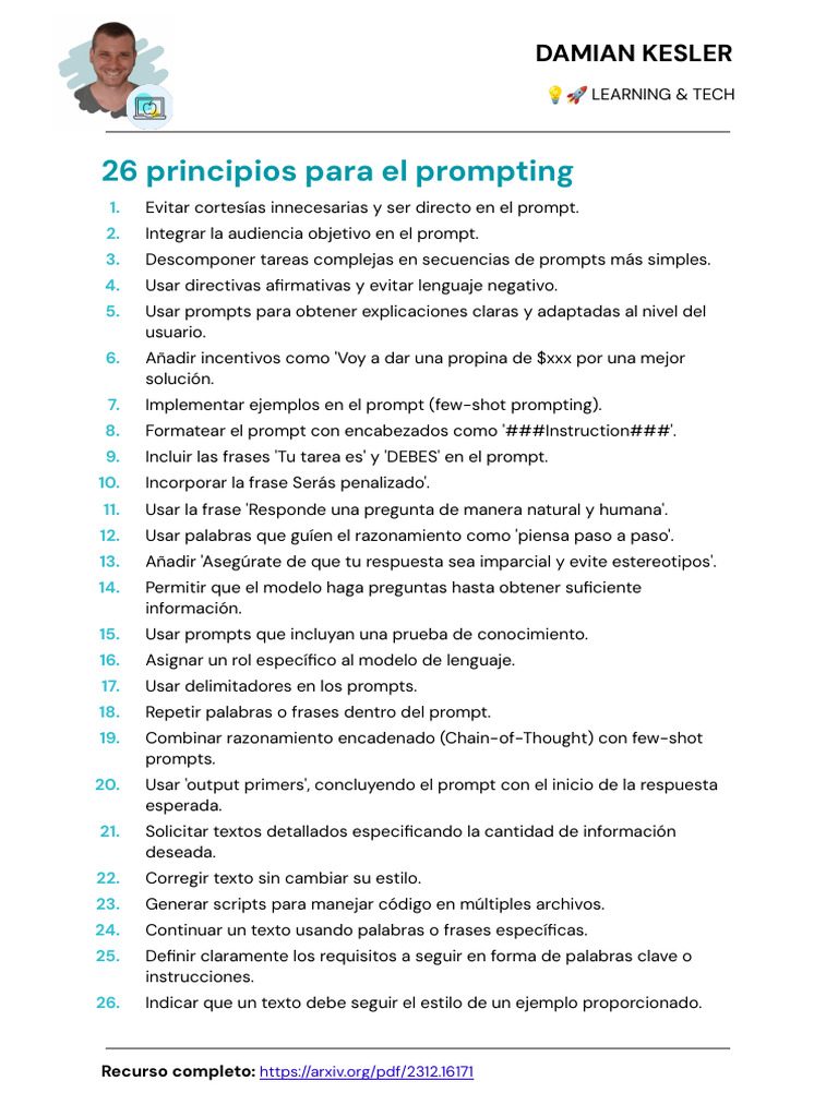26 Principios para El Prompting - CursoIA | PDF
