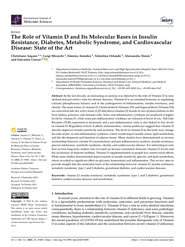 The Role of Vitamin D and Its Molecular Bases in Insulin Resistance ...